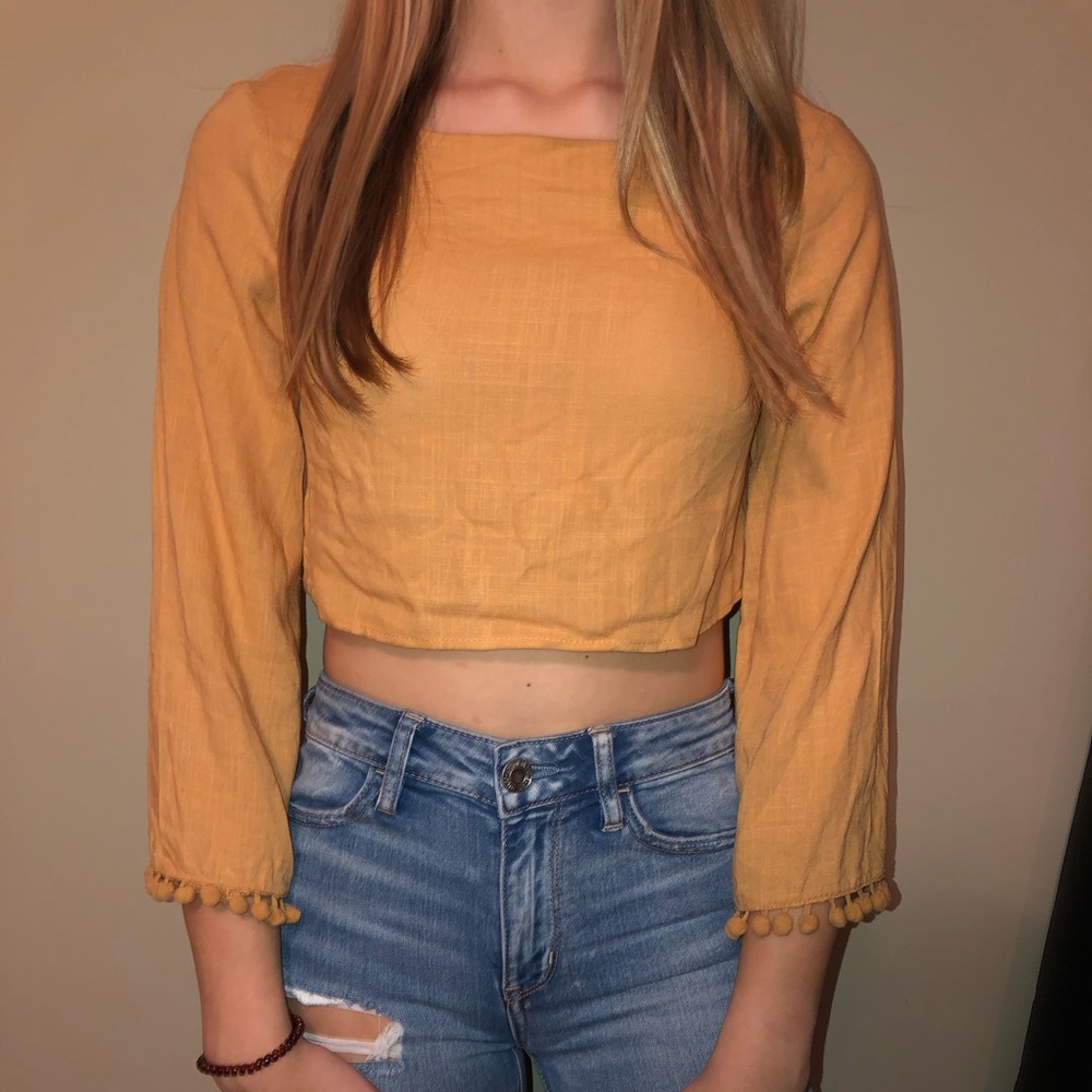 Orange long sleeve crop top